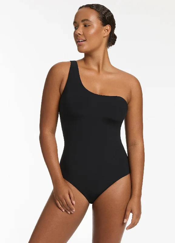 Jetset One Shoulder One Piece - Black