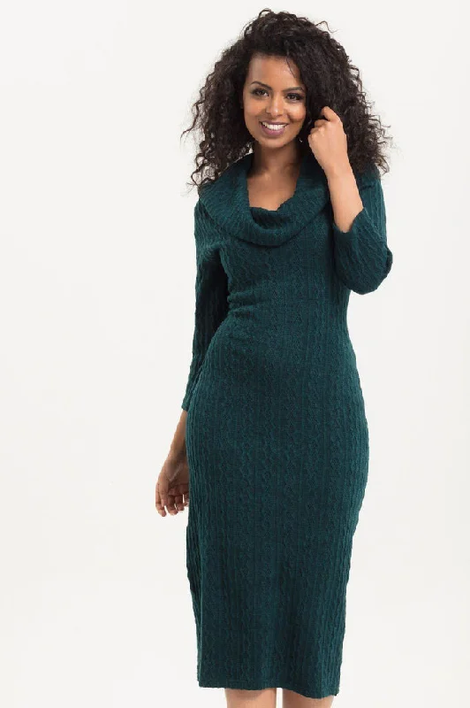 Olivia Green Knit Fitted Dress