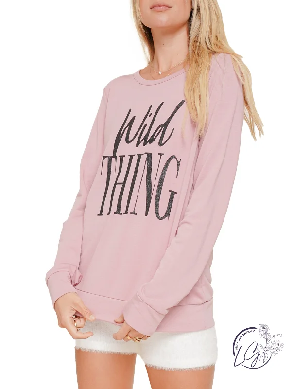 Printed Graphic Women Long Sleeve Top with a Bold StatementWild Thing Cutout Back Pullover Sweatshirt