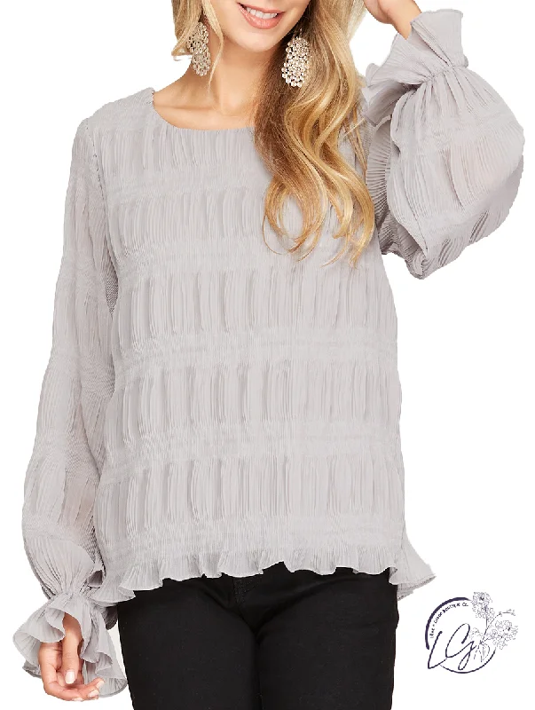 Lace - Trimmed Women Long Sleeve Top for an Elegant LookNice To See You Blouse