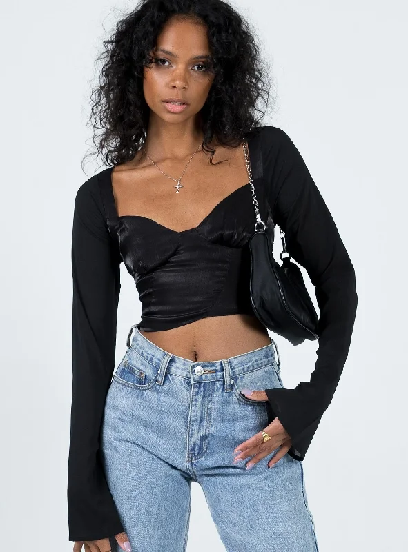 Button - Down Women Long Sleeve Top for a Classic StyleAfflect Long Sleeve Top Black