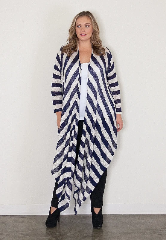 Plus Size Women Long Sleeve Top for a Flattering and Comfortable FitZaidee Striped Cardigan