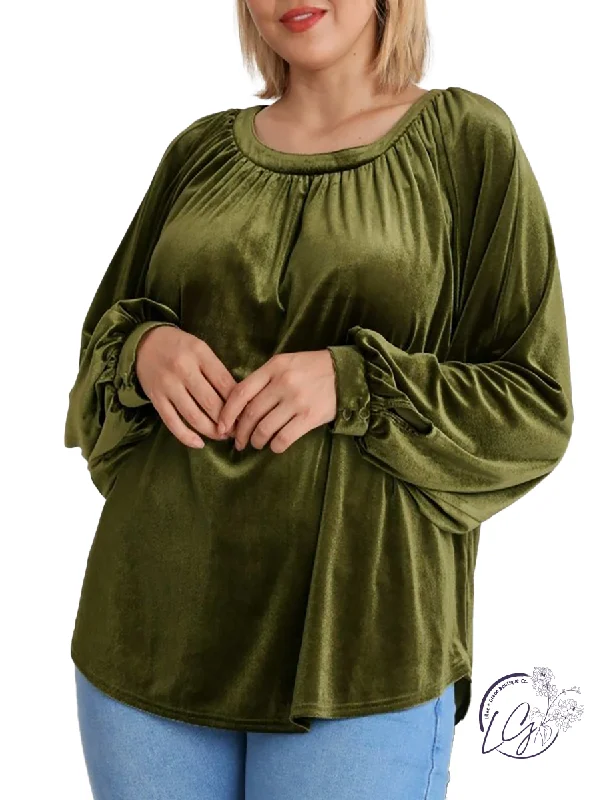 Organic Cotton Women Long Sleeve Top for Eco - Friendly ComfortFeeling Festive Velvet Top