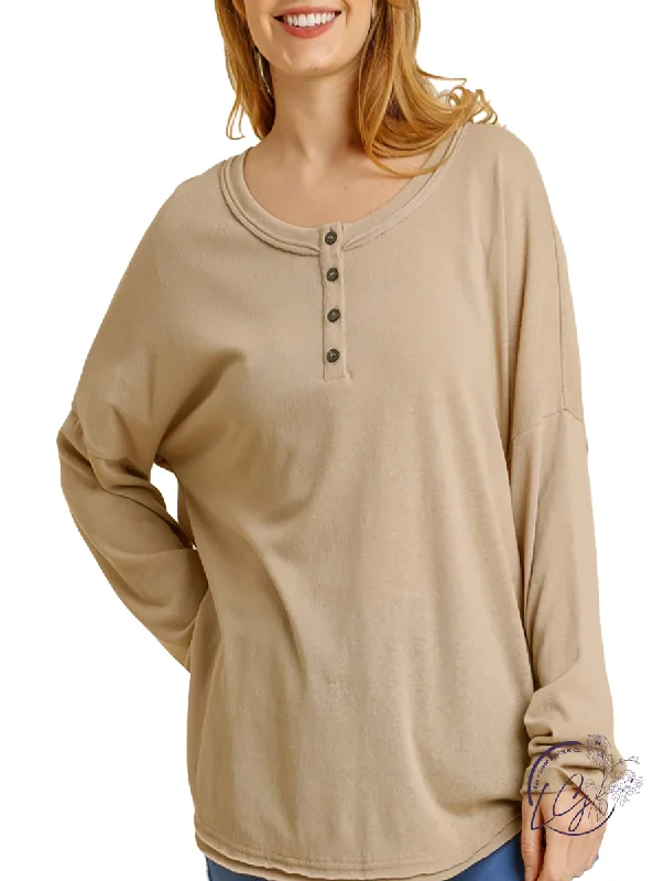 Organic Cotton Women Long Sleeve Top for Eco - Friendly ComfortFor The First Time Button Front Top