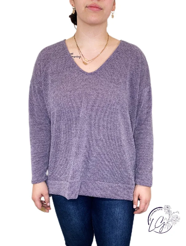 Ribbed Women Long Sleeve Top with a Textured AppealLet's Snuggle Cozy Long Sleeve