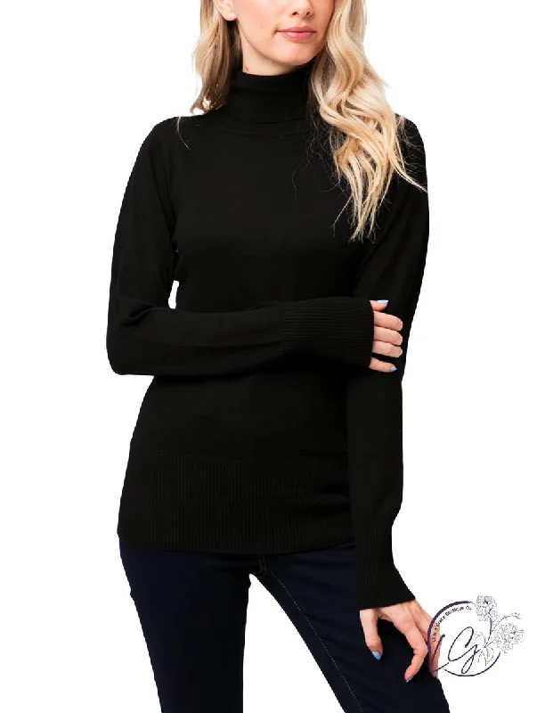 Plus Size Women Long Sleeve Top for a Flattering and Comfortable FitSunset Lover Turtleneck Sweater