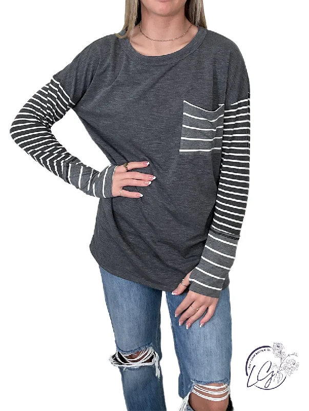 Ruffled Cuff Women Long Sleeve Top with a Feminine TouchStripes For Days Long Sleeve Top