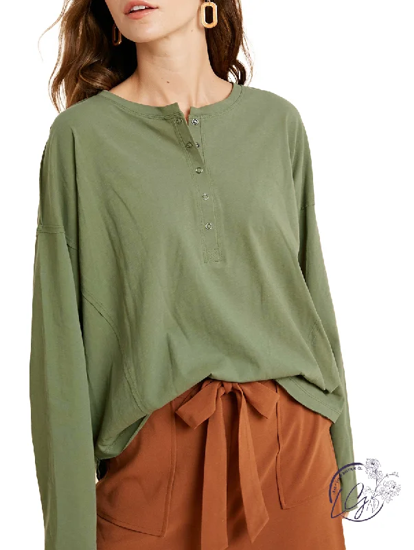 Button - Down Women Long Sleeve Top for a Classic StyleWhat Are Friends For Oversized Henley