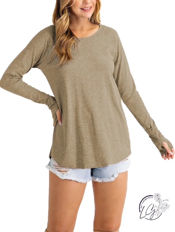 Cropped Women Long Sleeve Top to Pair with High - Waisted BottomsLittle Did I Know Soft Ribbed Long Sleeve