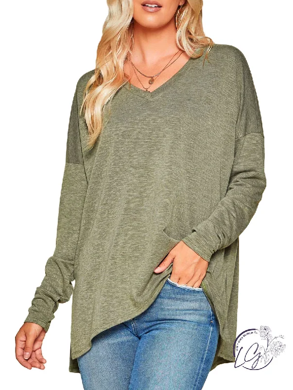 Cable - Knit Women Long Sleeve Top with a Cozy TextureBe That Way V-Neck Long Sleeve