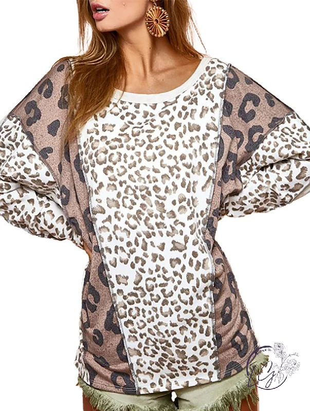 Floral Printed Women Long Sleeve Top for a Romantic LookWild About This Love Leopard Long Sleeve