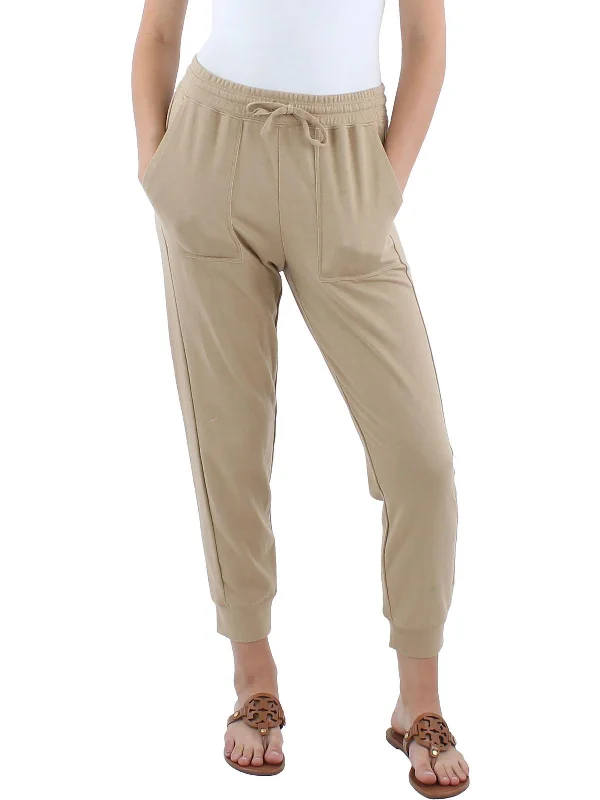 Georgie Womens Ribbed Pocket Wide Leg Pants