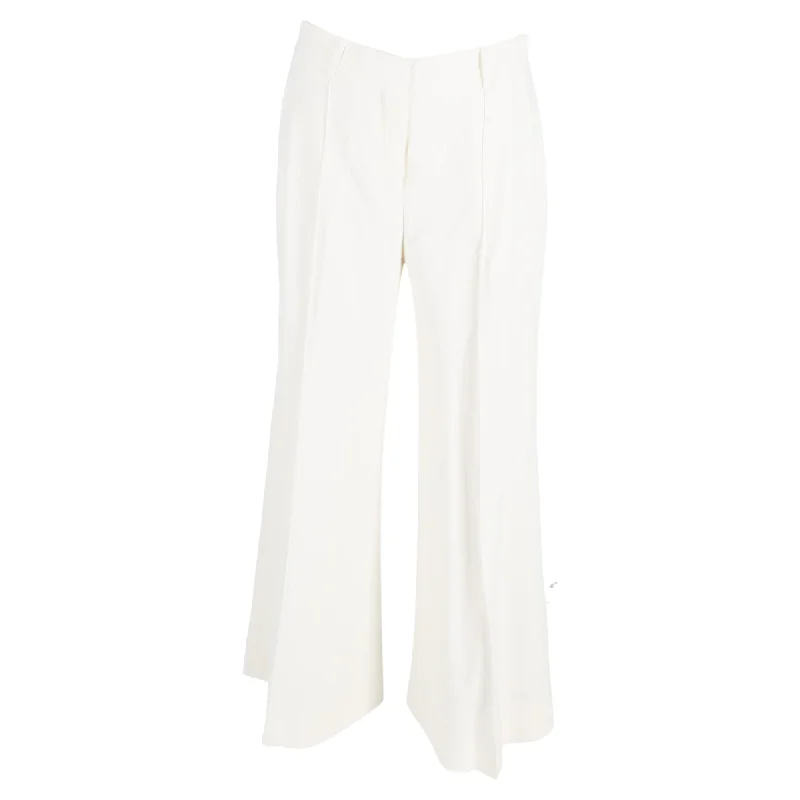 Khaite High-Waisted Bell Pants in White Wool