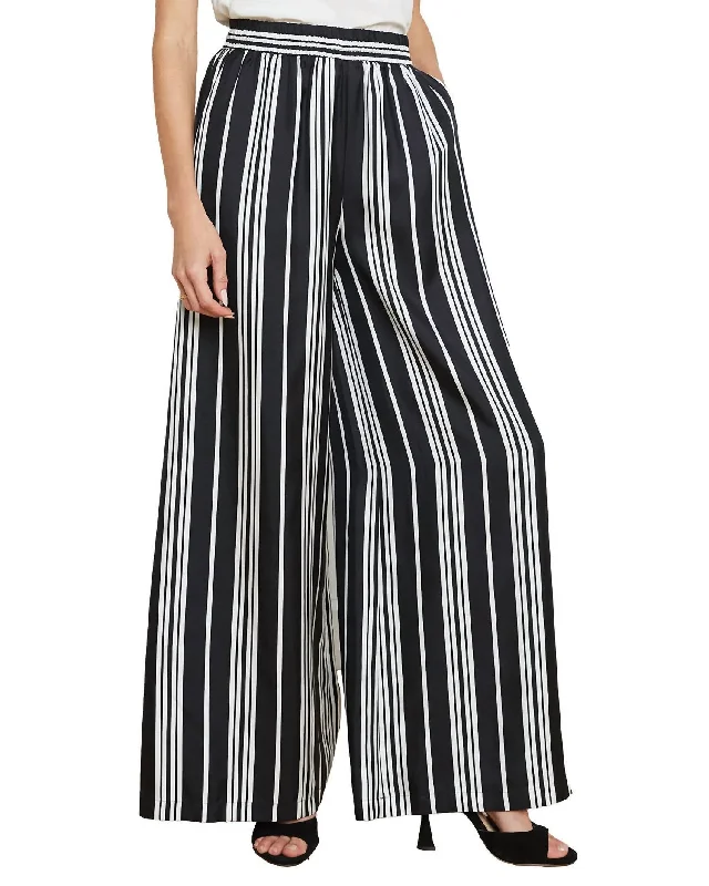 Lillian Wide Leg Pant In Black/white Striped