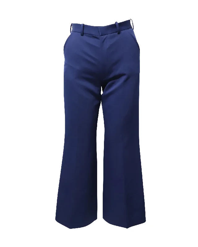 Maison Margiela Flared Trousers in Blue Polyester