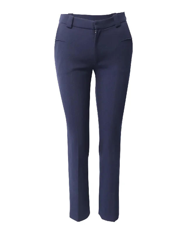 Roland Mouret Holway Slim Trousers in Navy Blue Polyester