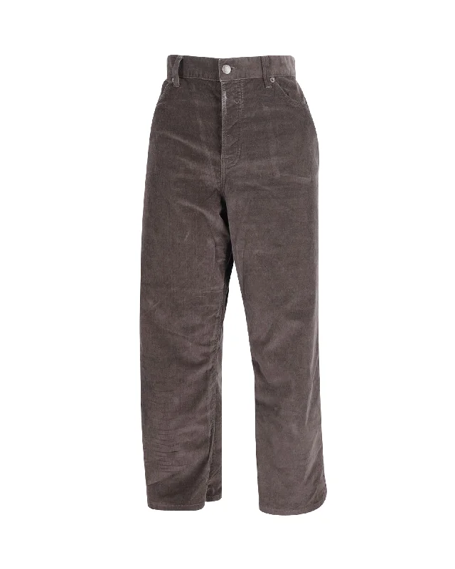 The Row High-Waisted Straight Pants in Brown Cotton