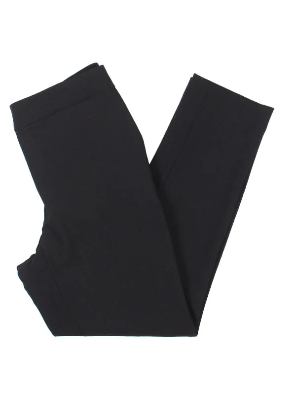 Womens Flat Front Slim Leg Cropped Pants