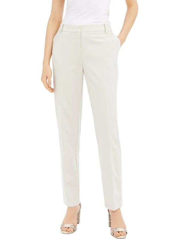 Womens Mid-Rise Comfort Waistband Straight Leg Pants