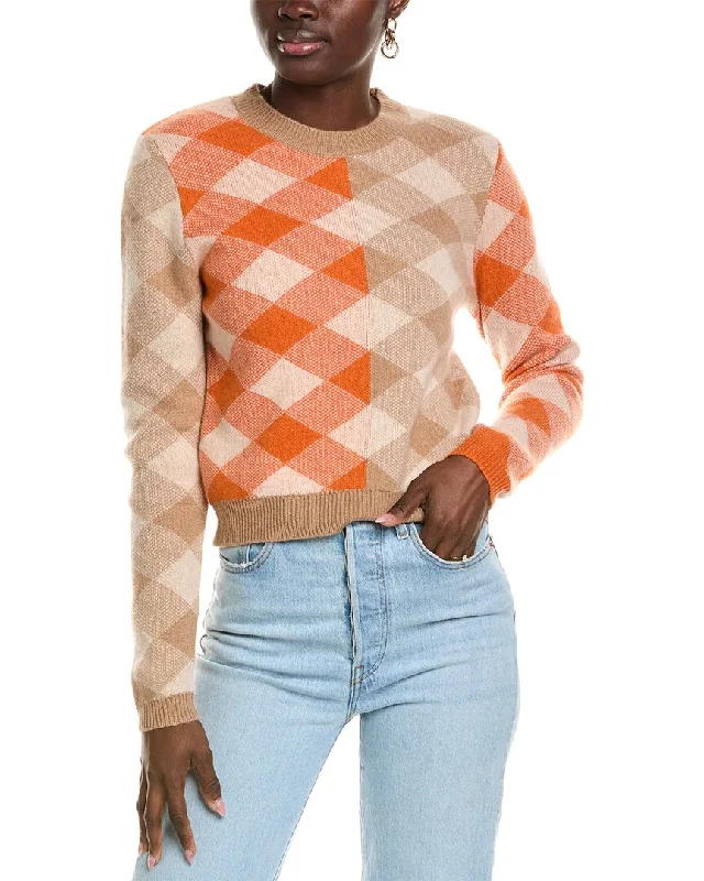 Striped Women Sweater with a Timeless Pattern27 Miles Malibu womens  Contrast Diamond Intarsia Wool & Cashmere-Blend Sweater,