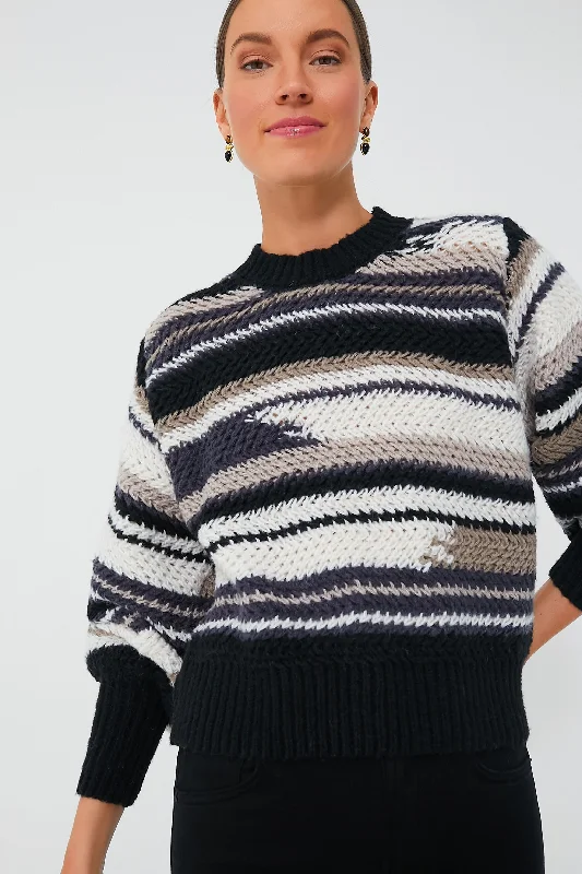 Plus - Size Women Sweater with a Flattering FitBlack Asheville Stripe Sweater