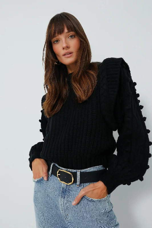 Cable - Knit Women Sweater with Intricate PatternsBlack Braided Sweater