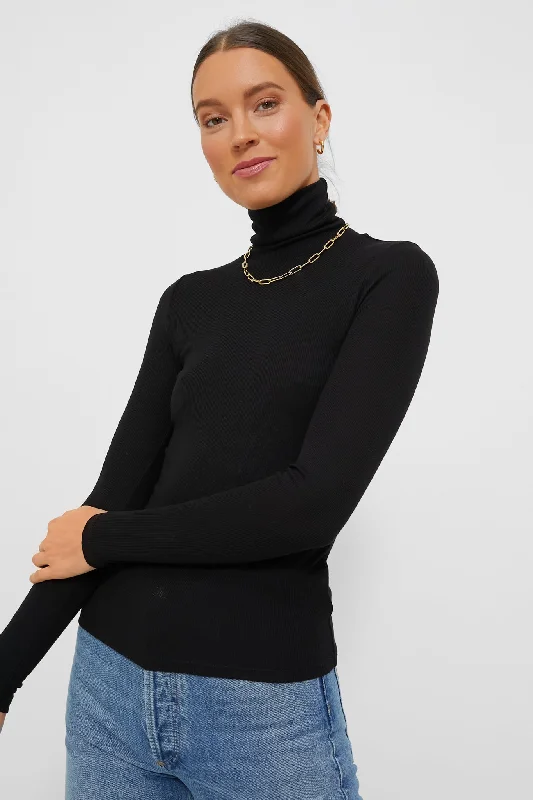 Sequin - Embellished Women Sweater for Special OccasionsBlack Lexi Rib Turtleneck