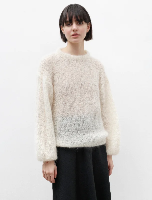 Plus - Size Women Sweater with a Flattering FitStitch Crew Neck Mohair Ivory