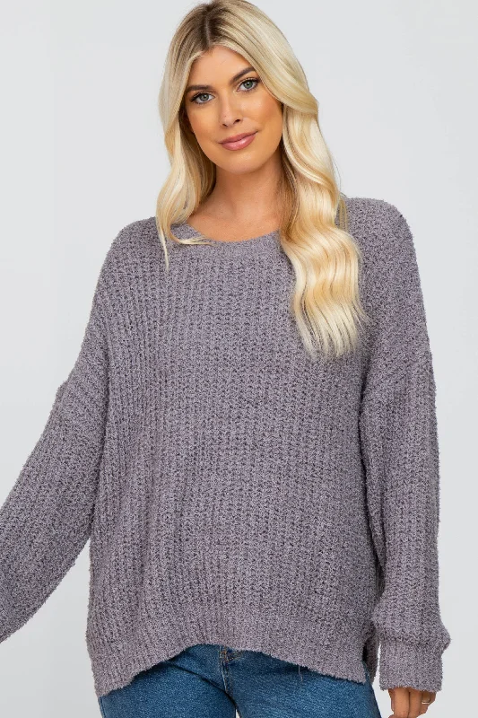 Organic Cotton Women Sweater for an Eco - Friendly ChoiceCharcoal Dropped Shoulder Sweater