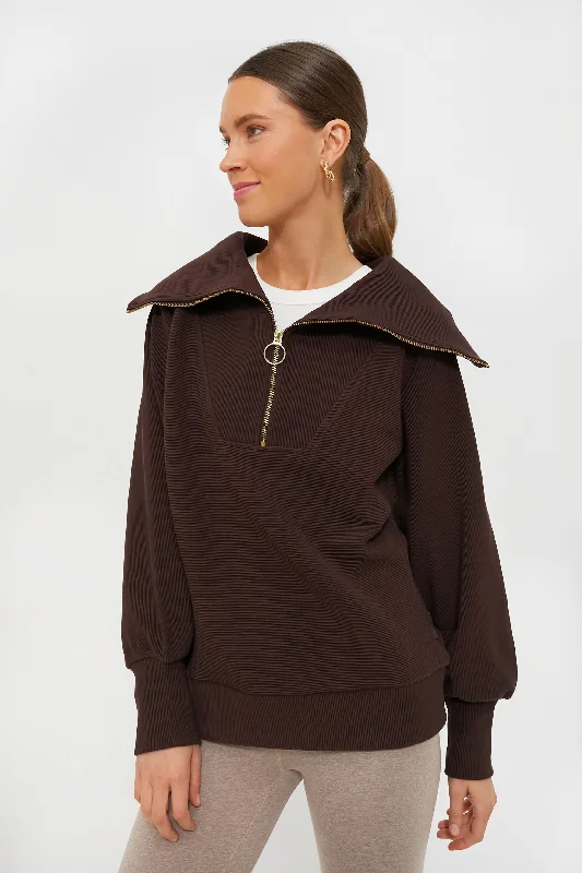 Cropped Women Sweater to Pair with High - Waisted BottomsCoffee Bean Vine Half Zip