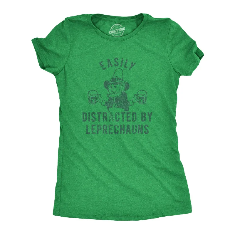 Crew Neck Women T Shirt with a Timeless DesignEasily Distracted By Leprechauns Women's T Shirt