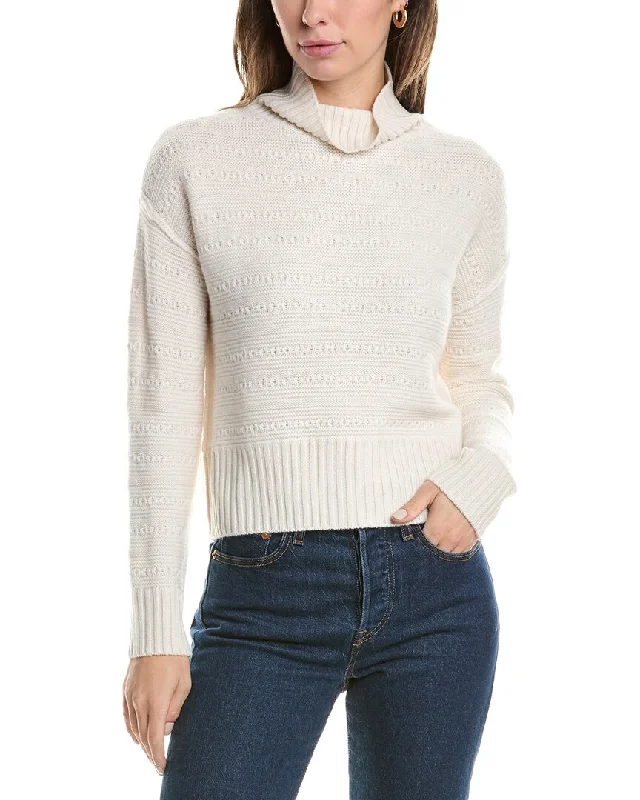 Striped Women Sweater with a Timeless PatternForte Cashmere Crop Textured Cashmere Sweater