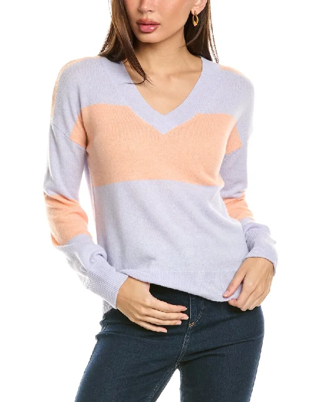 Floral Print Women Sweater for a Feminine AppealForte Cashmere Gathered Sleeve V-Neck Cashmere Sweater