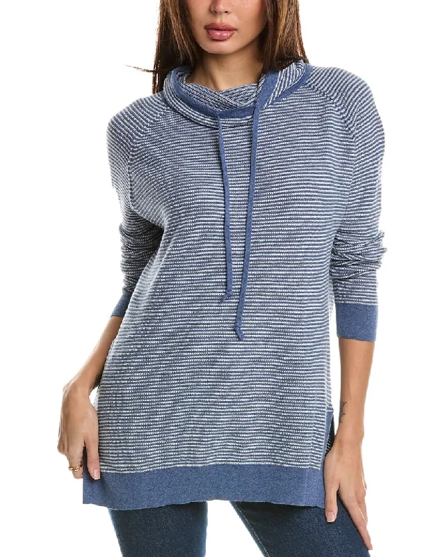 Organic Cotton Women Sweater for an Eco - Friendly ChoiceForte Cashmere Thermal Drawstring Funnel Cashmere-Blend Sweater