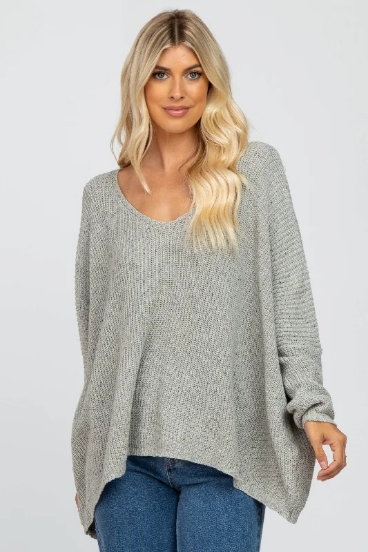 Color - Blocked Women Sweater for a Bold Fashion StatementGrey Speckled Oversized Sweater