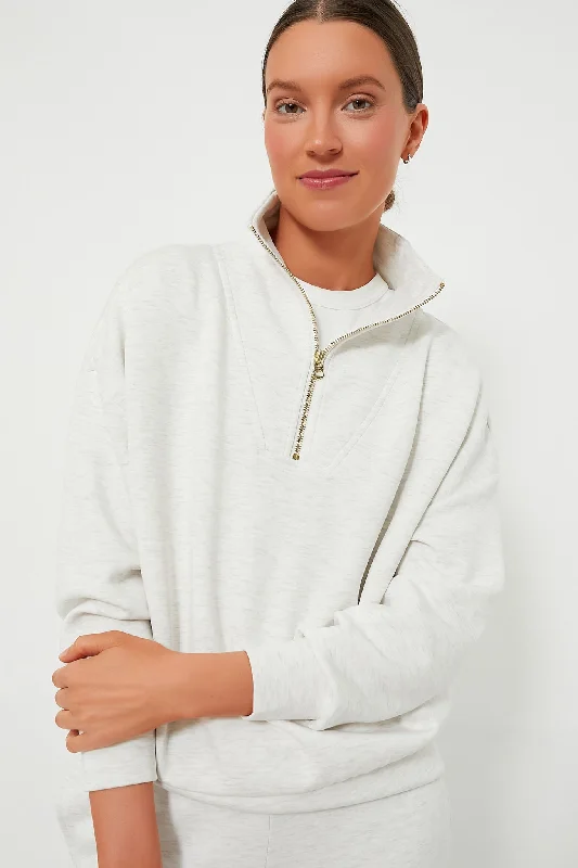 Open - Front Women Sweater for Easy LayeringIvory Marl Hawley Half Zip