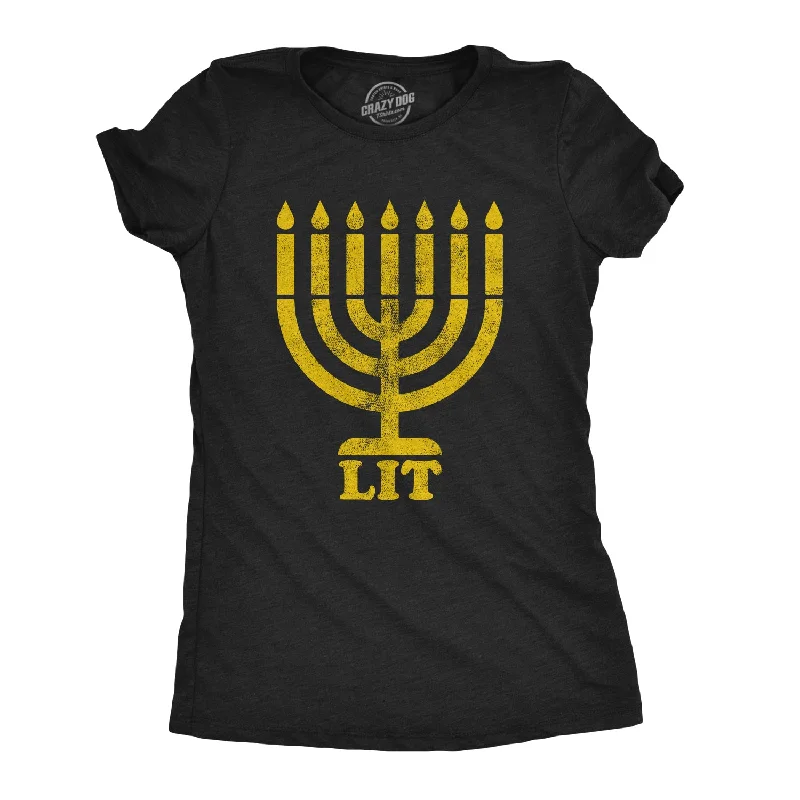 Crew Neck Women T Shirt with a Timeless DesignLit Menorah Women's T Shirt