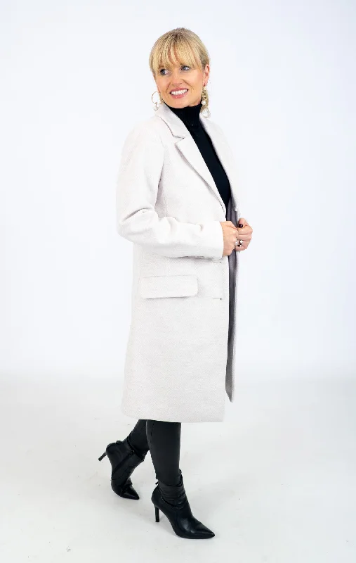 Cropped Women Sweater to Pair with High - Waisted BottomsMd'M Beige Wool Coat