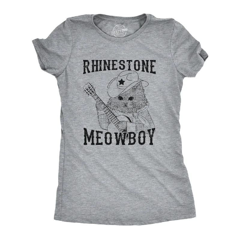 Plus Size Women T Shirt for a Comfortable and Flattering FitRhinestone Meowboy Women's T Shirt