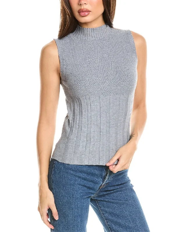 Long - Sleeve Women Sweater with Ribbed Cuffs& Rouge Mock Sweater