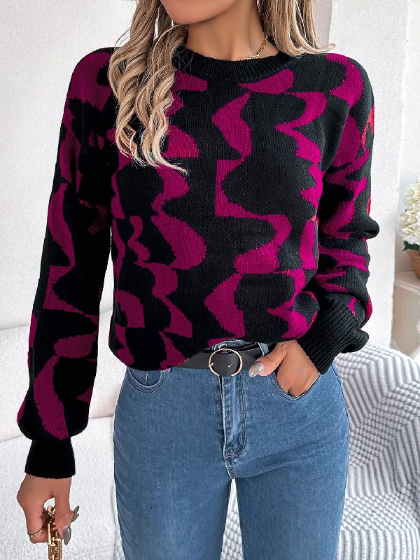 Cable - Knit Women Sweater with Intricate PatternsRound Neck Long Sleeve Sweater