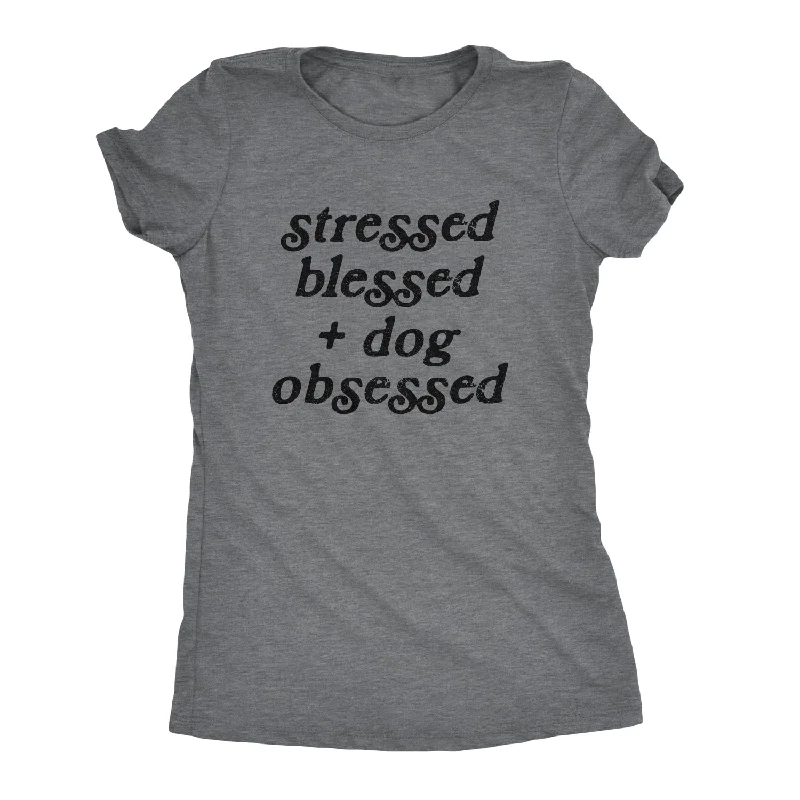 Puff Sleeve Women T Shirt for a Fashion - Forward LookStressed Blessed And Dog Obsessed Women's T Shirt