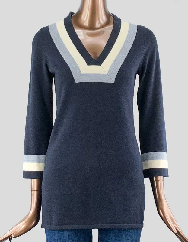 Mock - Neck Women Sweater for a Modern TwistTory Burch Merino Wool Striped Sweater X-Small