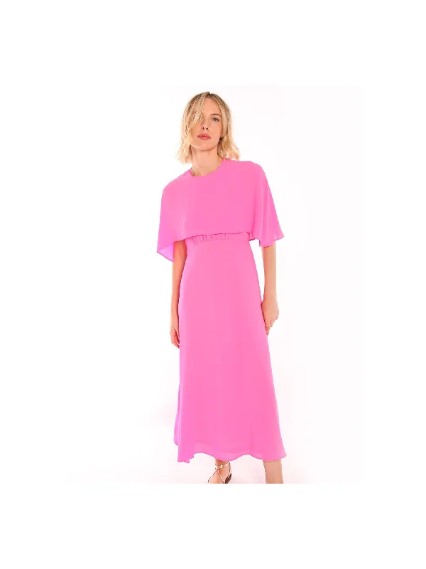 Long - Sleeve Women Sweater with Ribbed CuffsVilagallo Gracie Pink Georgette Cape Dress