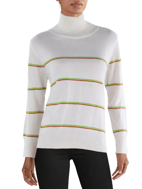 Open - Front Women Sweater for Easy LayeringWomens Ribbed Trim Long Sleeve Turtleneck Sweater