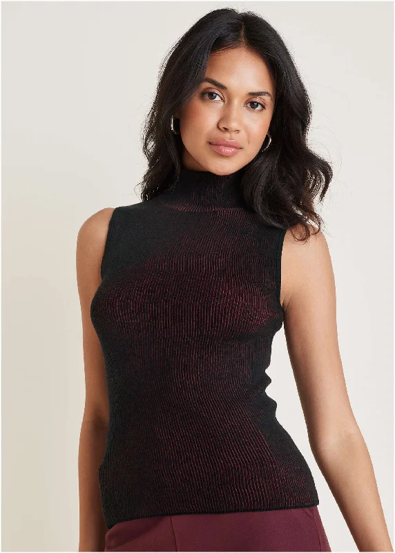 Hand - Knitted Women Sweater with Artisanal CharmPlaited Tank Sweater - Wine