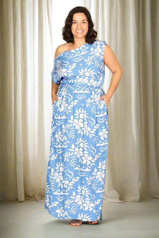 Backless Women Dress for a Sexy and Alluring Look at Evening EventsAlice Drop Shoulder Maxi Dress in Blue Horizon