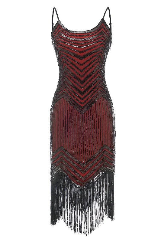 Shift Women Dress with a Simple and Classic Design for Everyday WearBlack Red Spaghetti Straps 1920s Dress