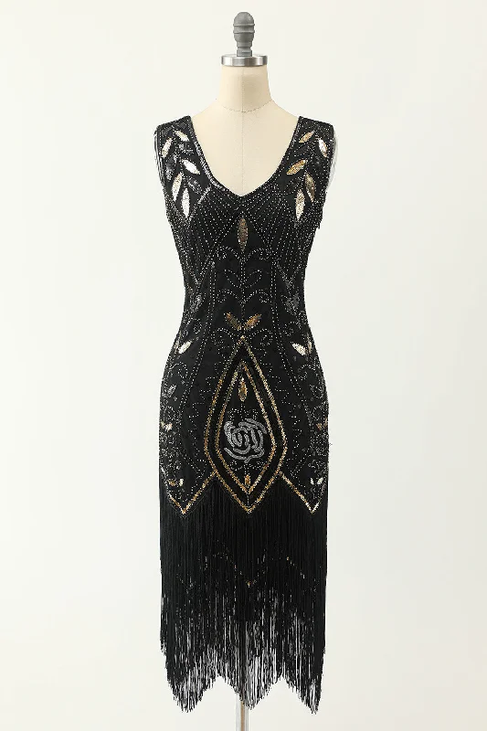 Ruffled Women Dress with Multiple Layers for a Playful and Girly StyleSequins V-neck Glitter Fringe 1920s Dress