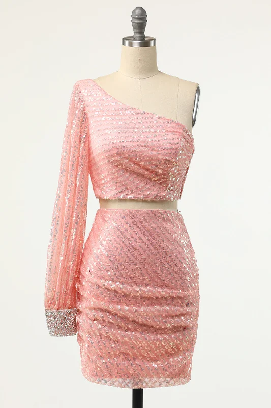 Empire Waist Women Dress to Accentuate the Bust and Conceal the WaistBlush One Shoulder Sequin Cocktail Dress